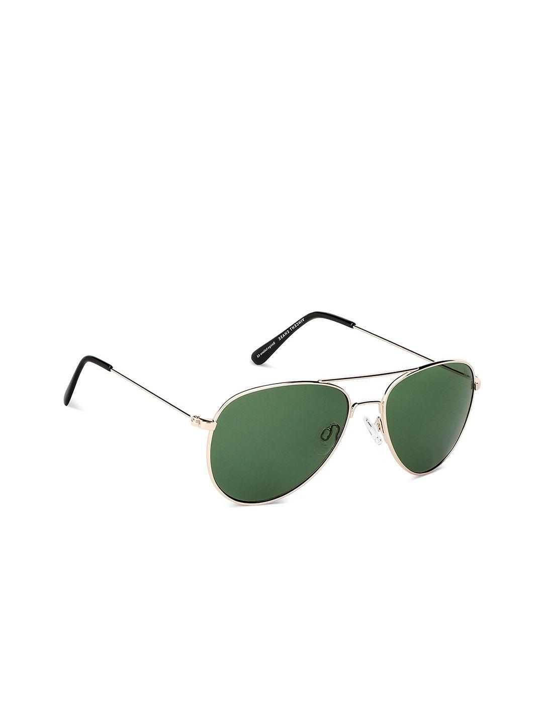 vincent chase unisex green lens & gold-toned aviator sunglasses with uv protected lens