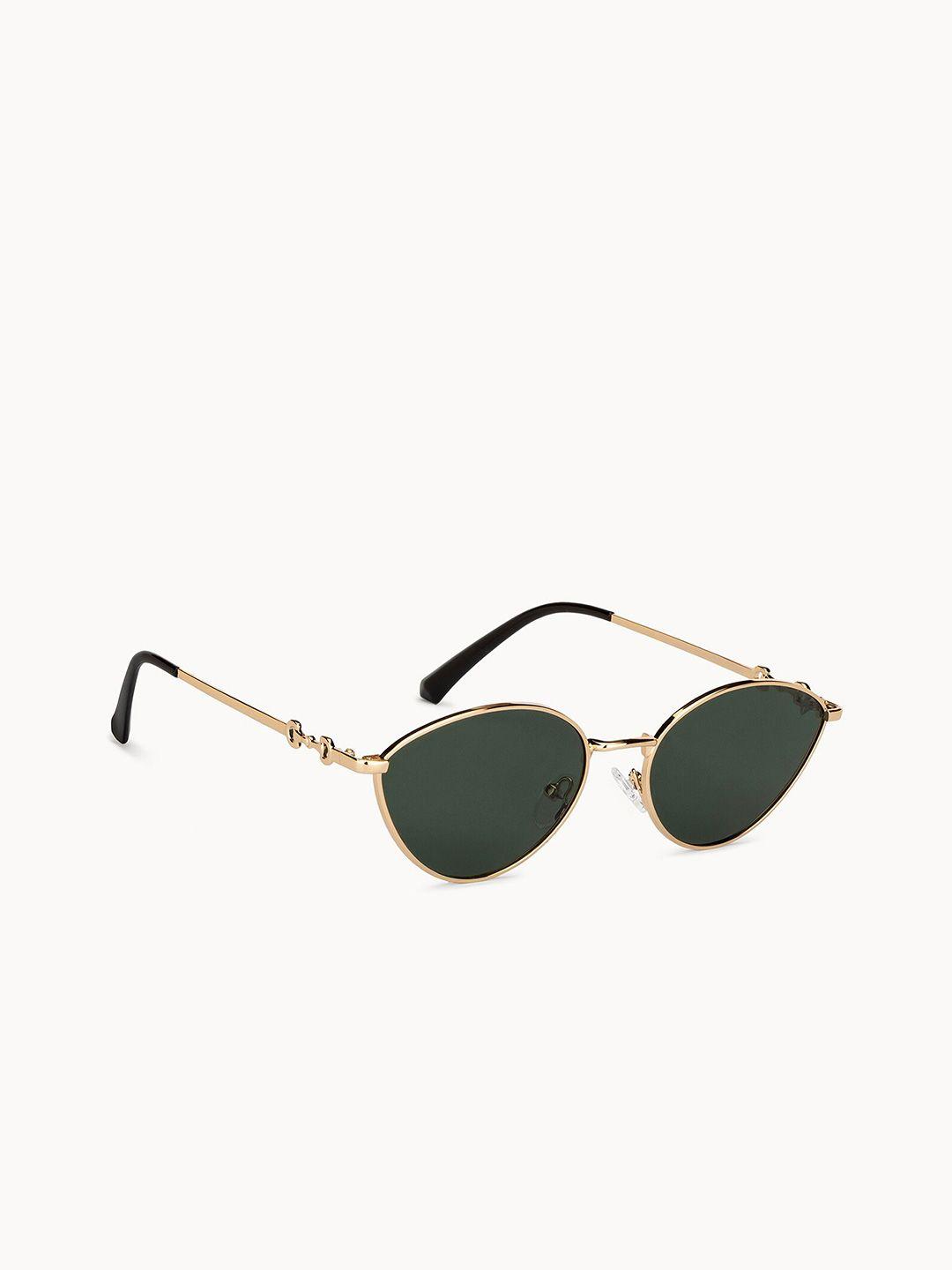 vincent chase unisex green lens & gold-toned cateye sunglasses with polarised and uv protected lens