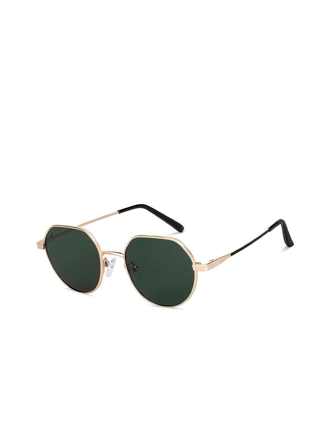 vincent chase unisex green lens & gold-toned round sunglasses with polarised and uv protected lens