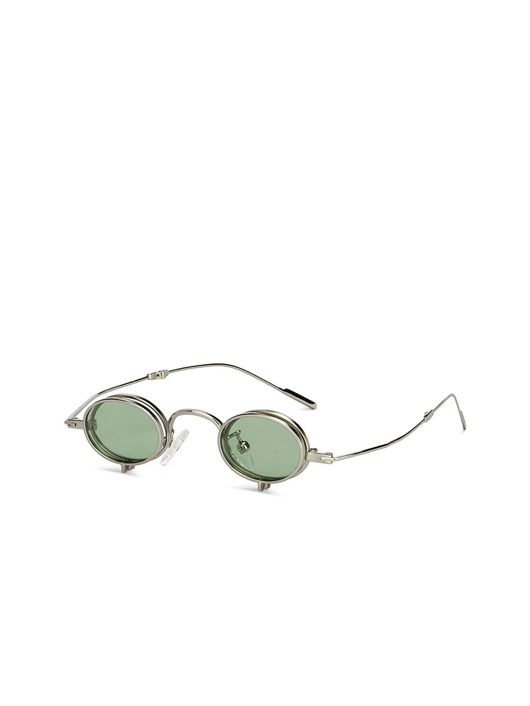 vincent chase unisex green lens & silver-toned round sunglasses - 151393