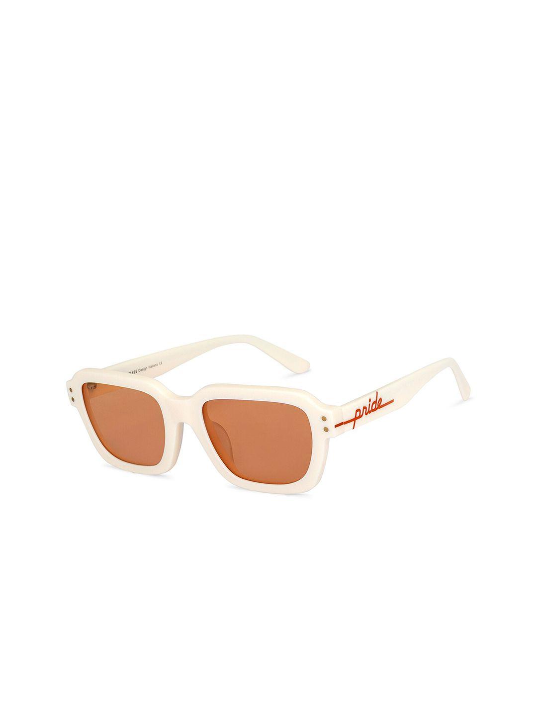 vincent chase unisex pink lens & white square sunglasses with polarised lens