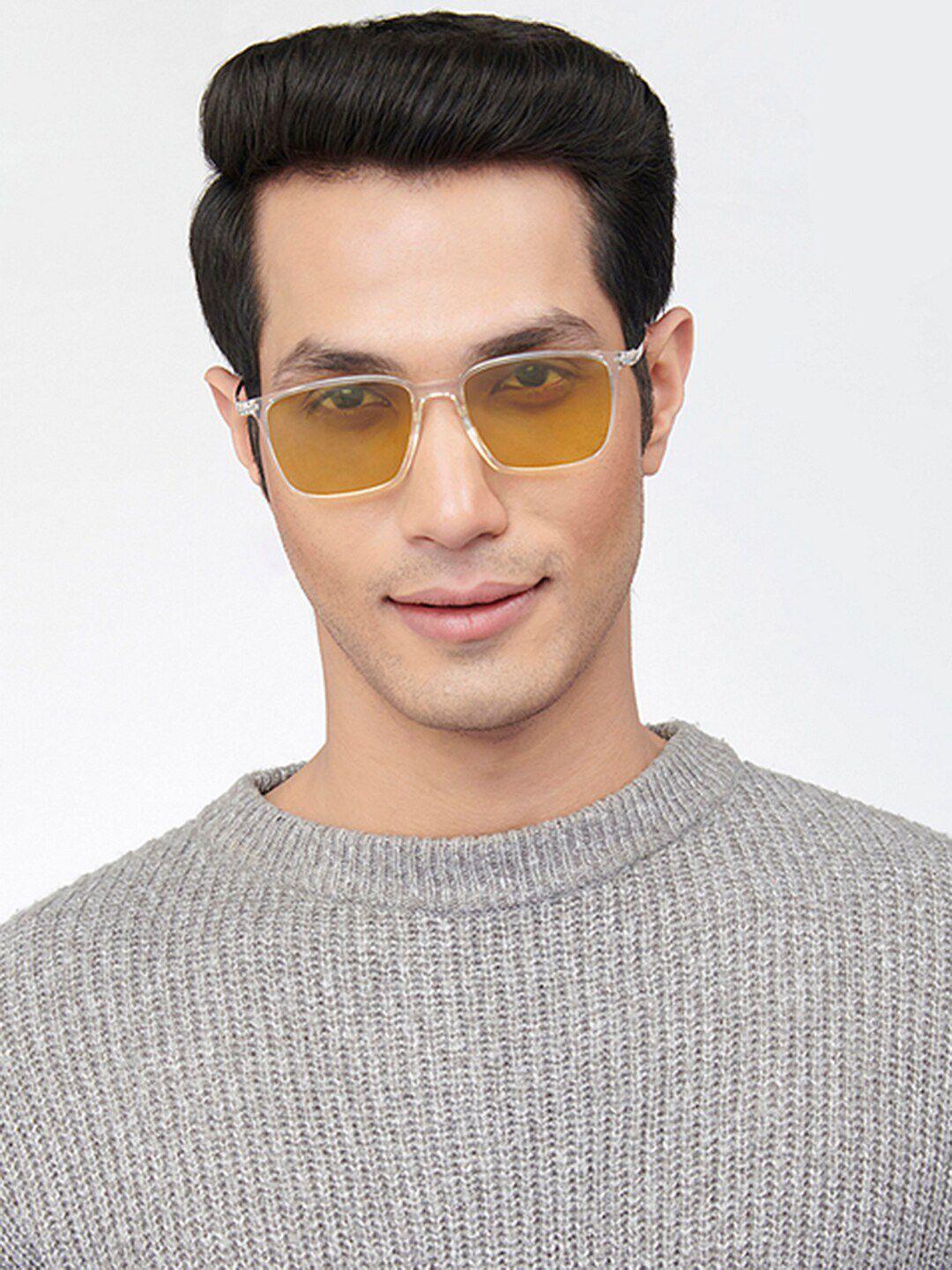 vincent chase unisex yellow lens & silver-toned square sunglasses with polarised and uv protected lens