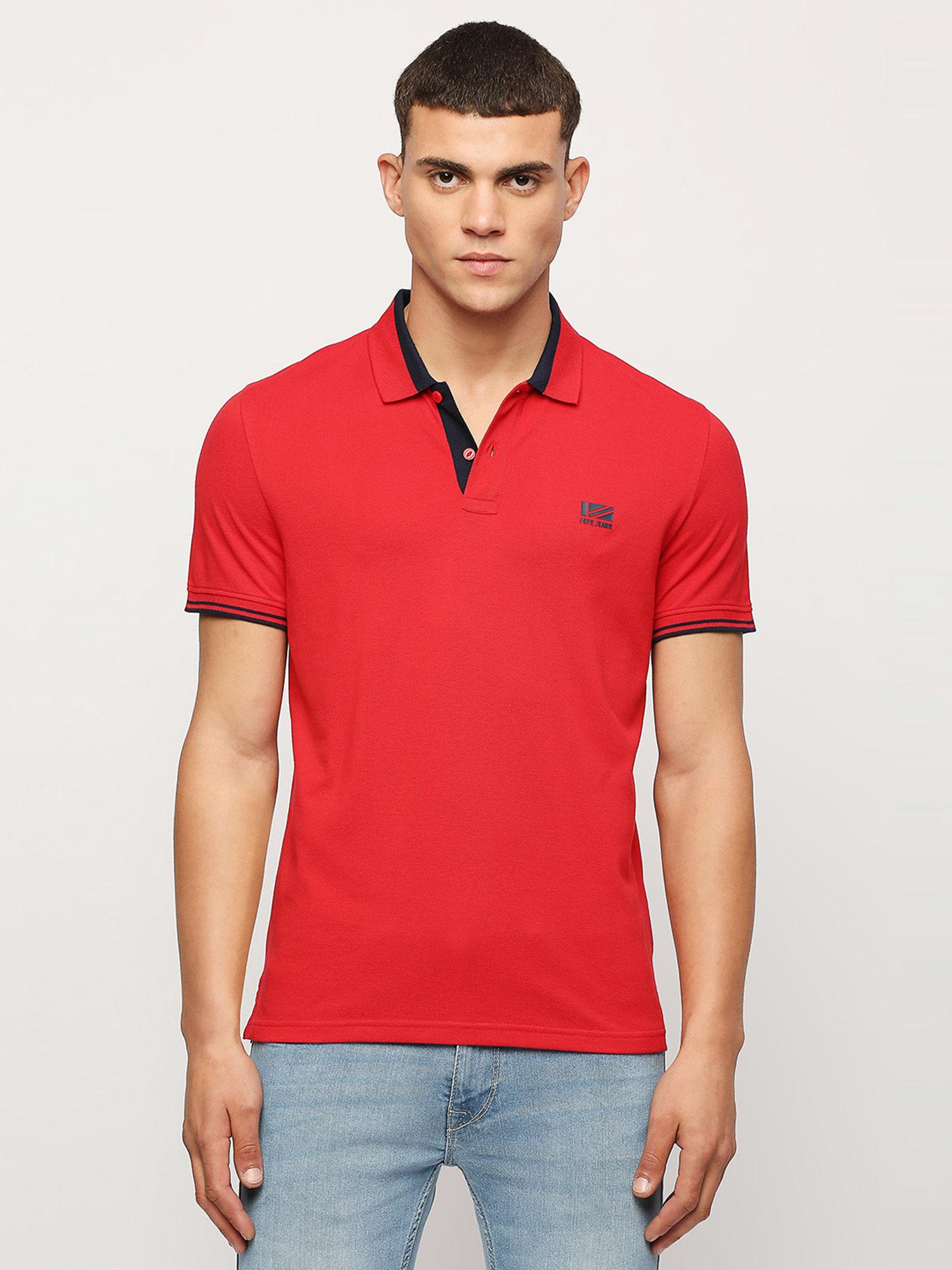 vincent solid pq polo t-shirt red