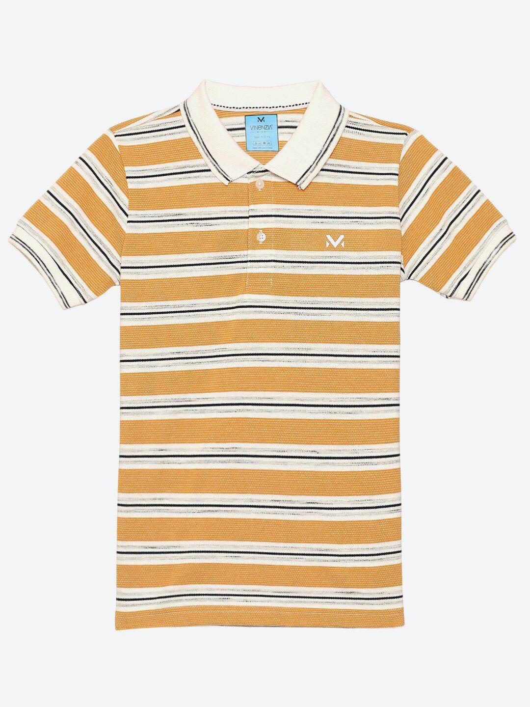 vinenzia boys mustard yellow striped henley neck t-shirt