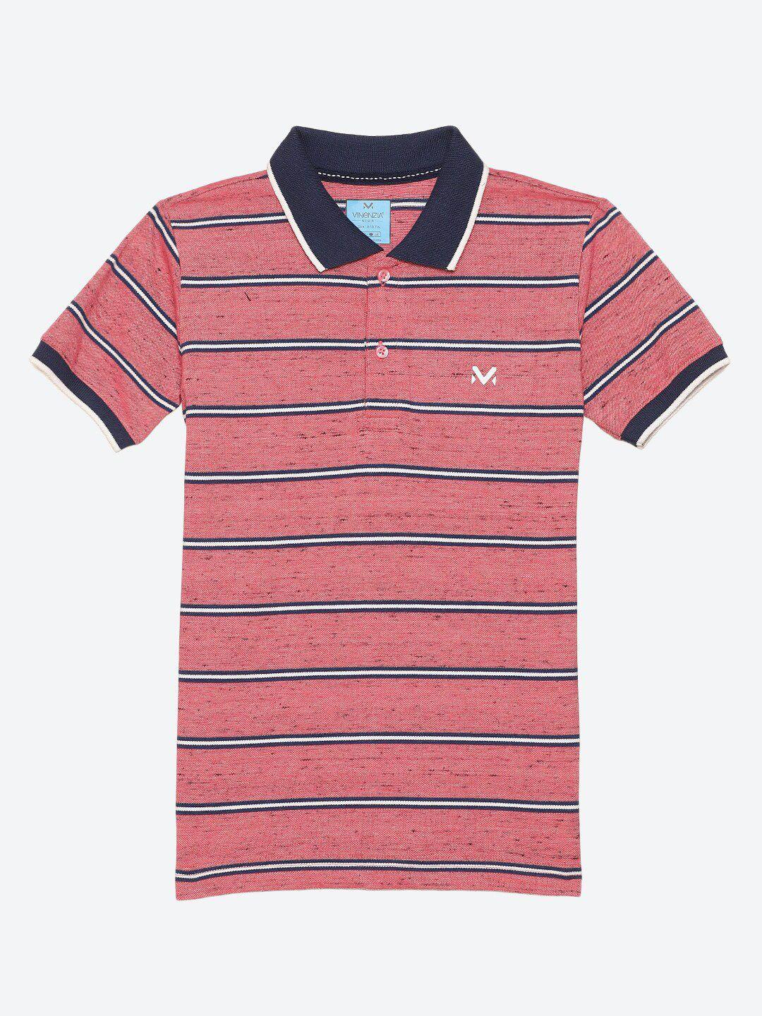 vinenzia boys red striped polo collar t-shirt