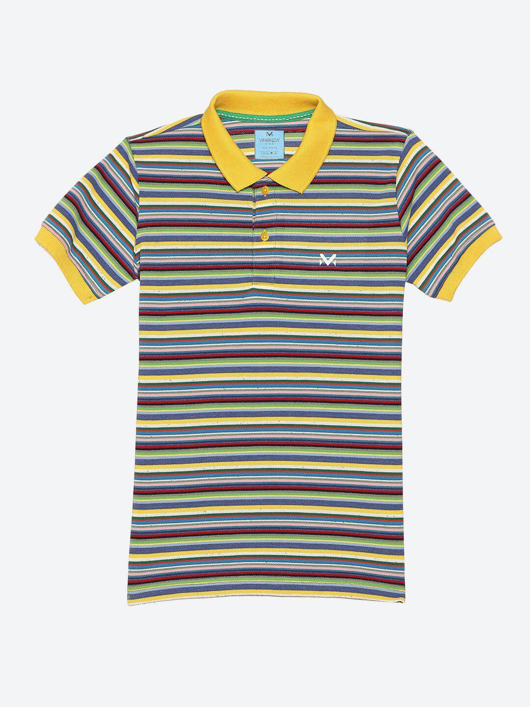 vinenzia boys yellow striped v-neck t-shirt