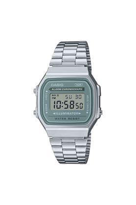 vintage 38.6 x 36.3 x 9.6 mm grey dial stainless steel digital watch for unisex - d330