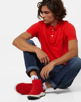 vintage polo t-shirt with ribbed hems