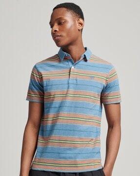 vintage jersey stripe relaxed fit polo t-shirt