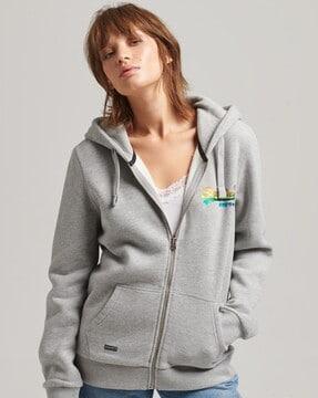 vintage logo rainbow zip-front hoodie