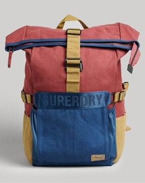 vintage rolltop colourblock backpack
