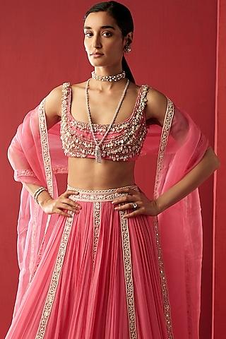 vintage rose embroidered lehenga set