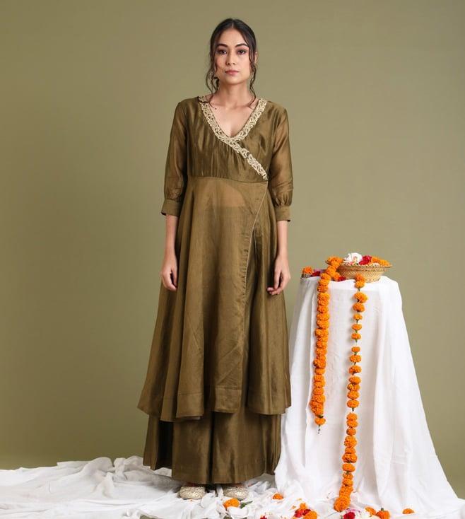 vinusto tobacco brown ashwin d21 anarkali and palazzo