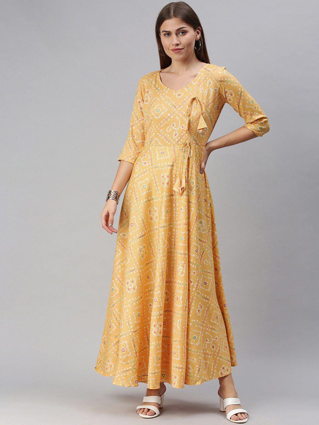 vinya bandhani printed maxi ethnic dress