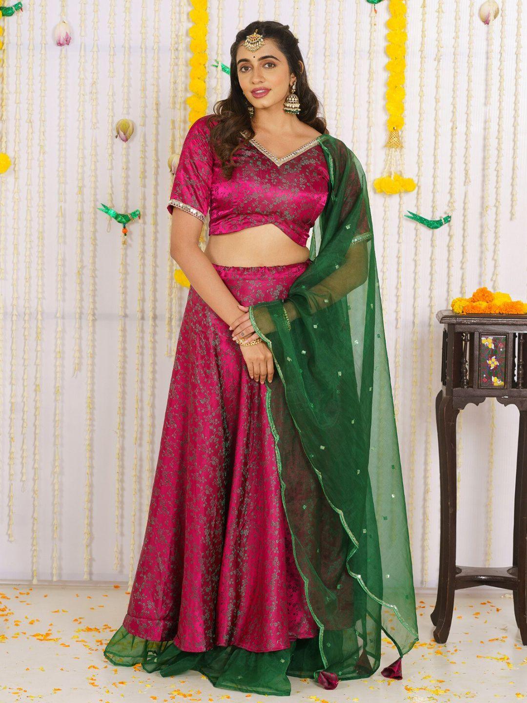 vinya magenta ready to wear lehenga & blouse organza