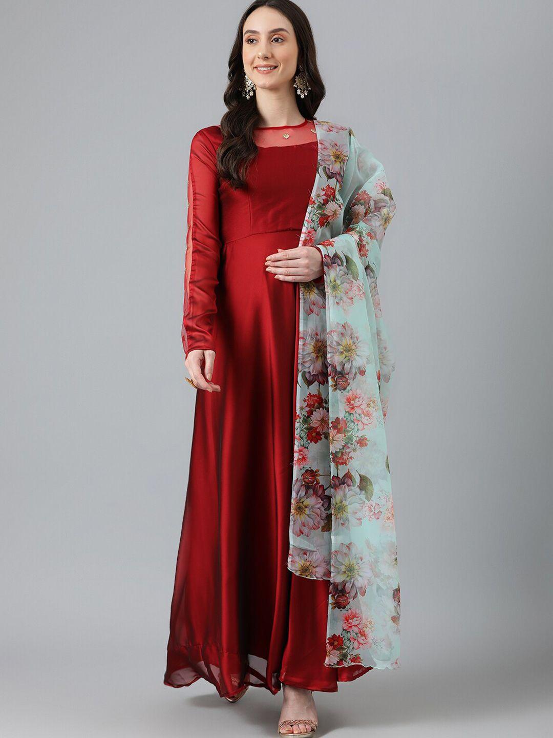 vinya maroon georgette dress