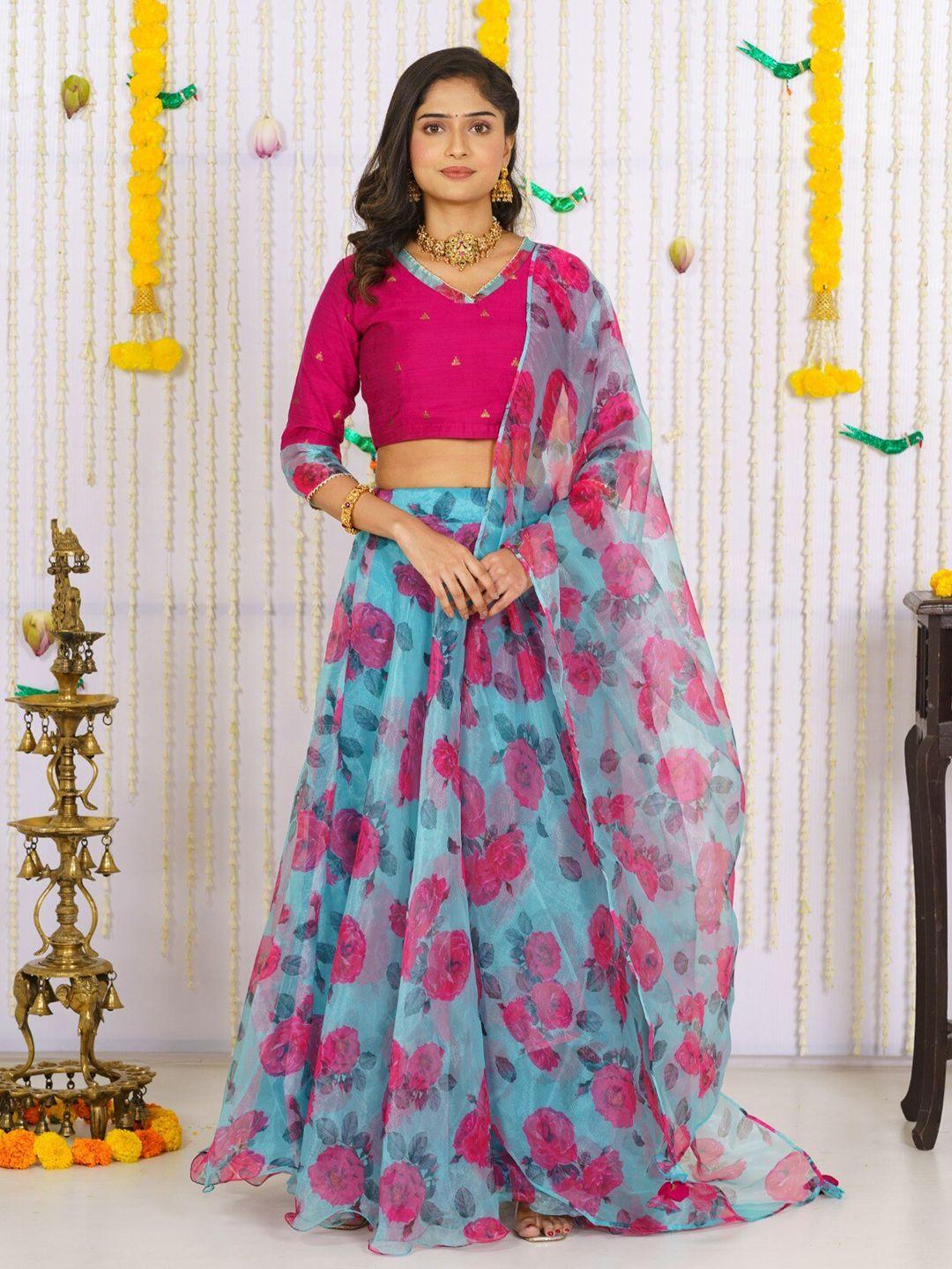 vinya pink ready to wear lehenga & blouse organza