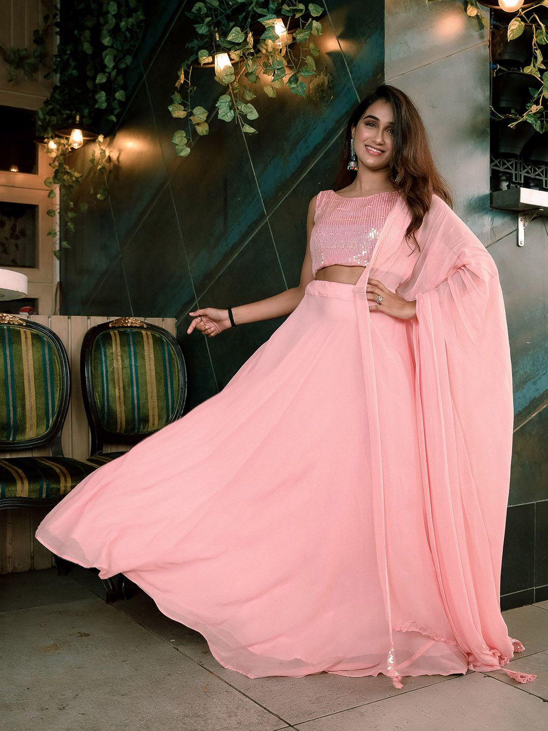 vinya pink ready to wear lehenga & blouse silk georgette