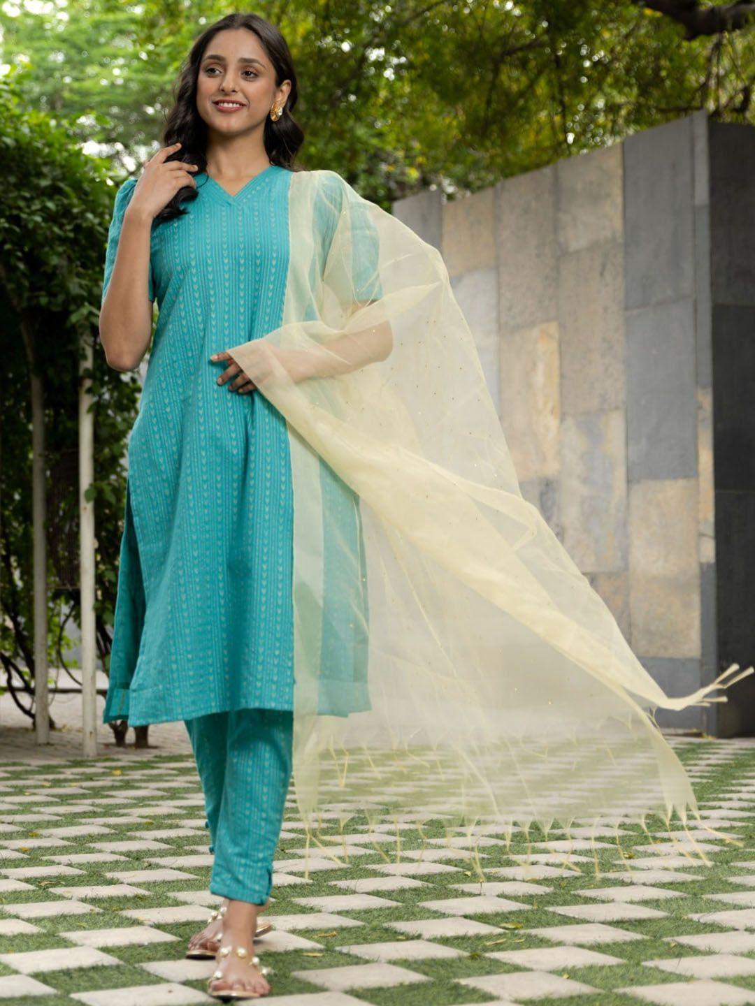 vinya women turquoise blue cotton blend