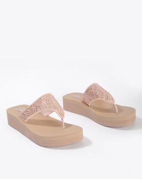 vinyasa- stone candy embellished t-strap flip-flops
