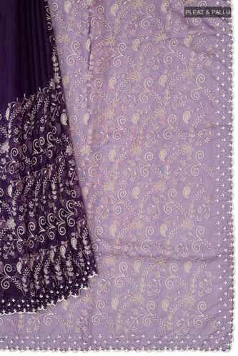 violet blended organza silk saree