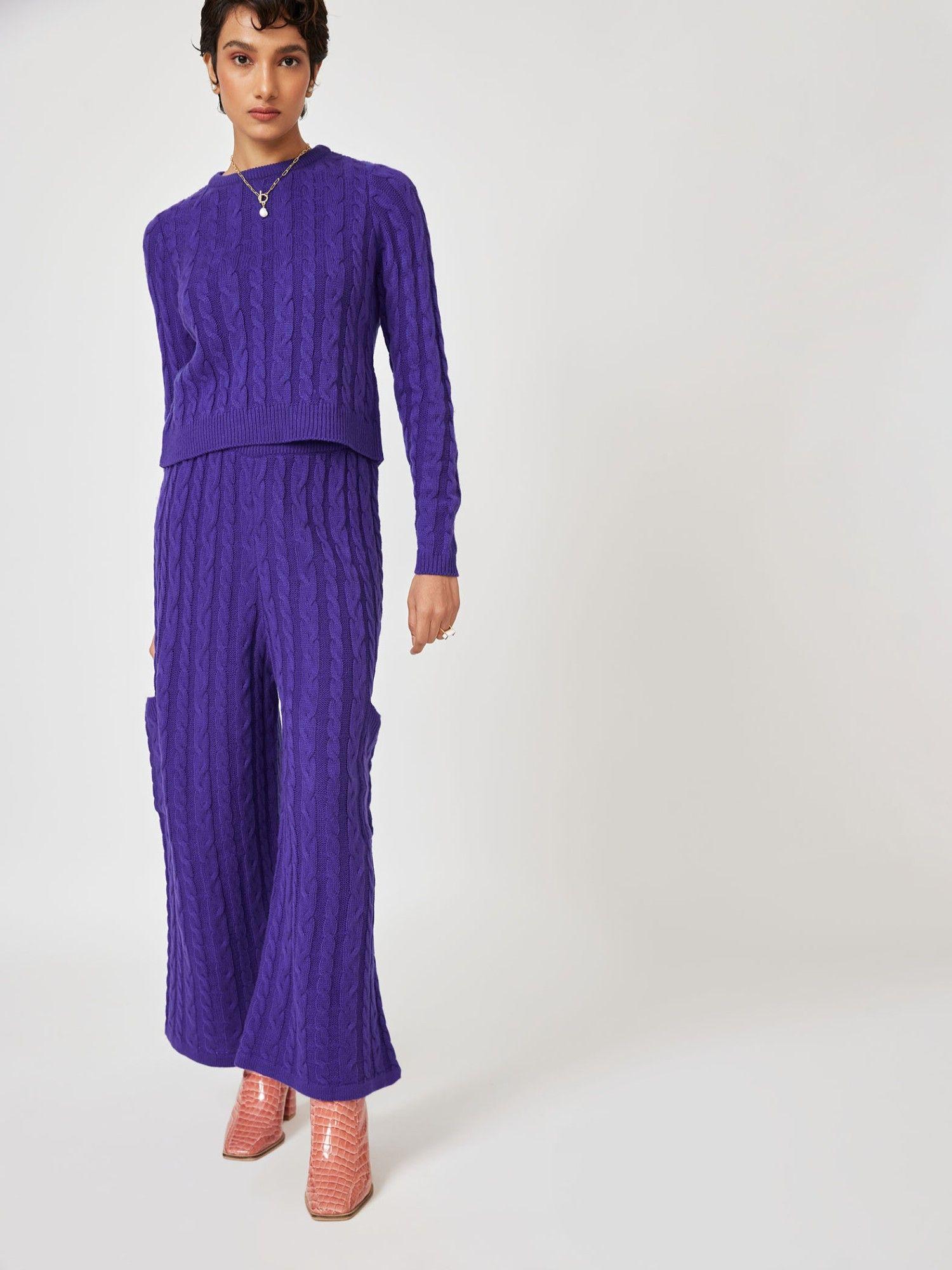 violet cable knit pants