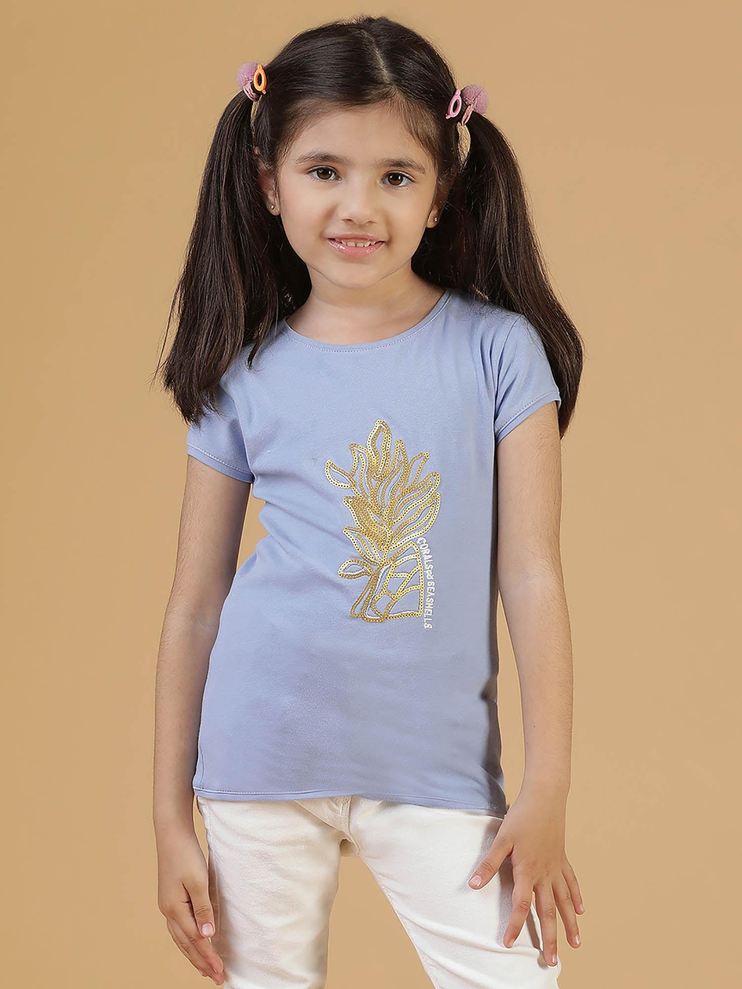 violet embellished t-shirt for girls