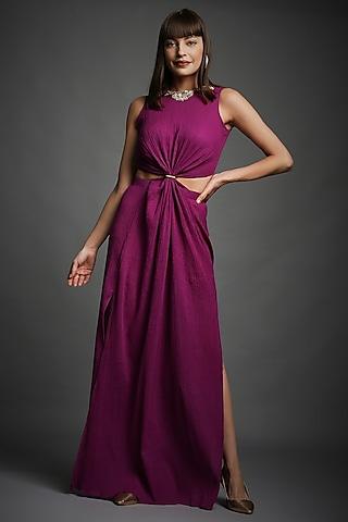 violet embroidered maxi dress