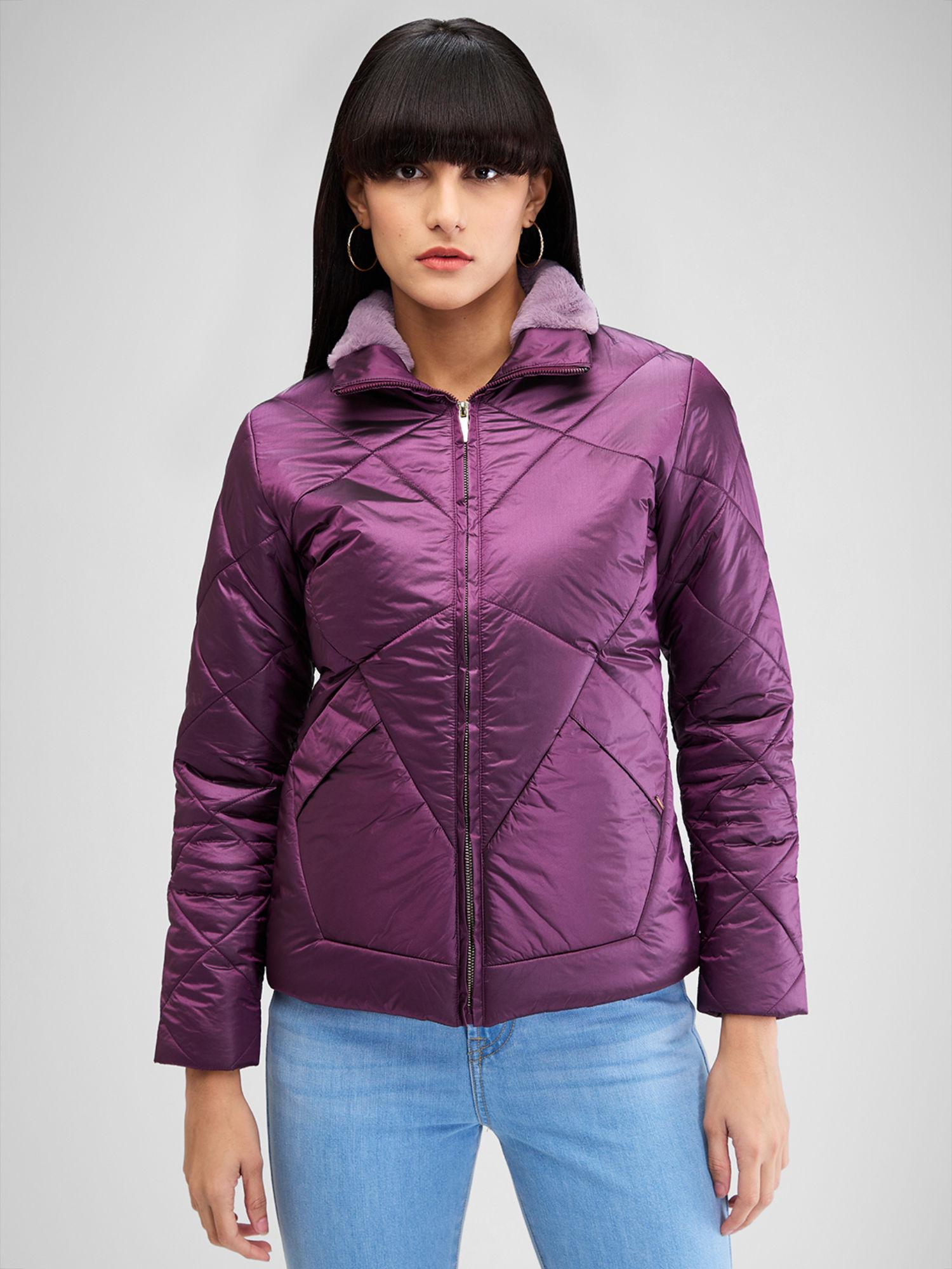 violet full sleeves solid jacket