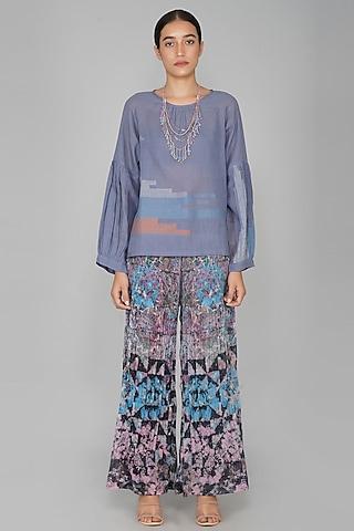 violet jamdani gathered top