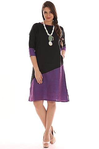 violet linen asymmetrical dress