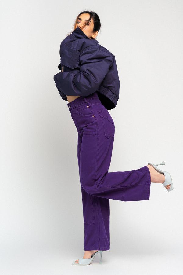 violet panelled straight jeans