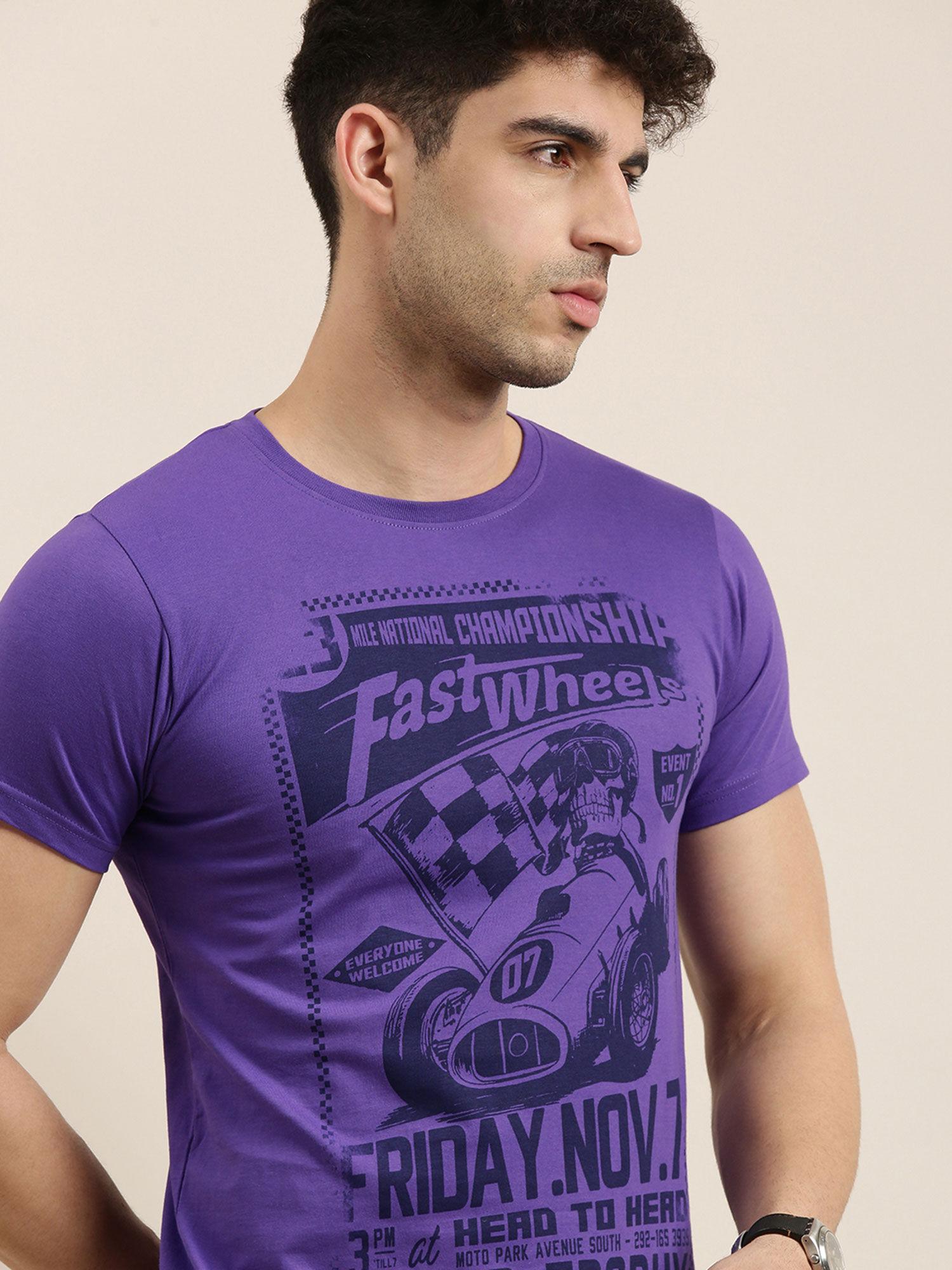 violet printed t-shirt