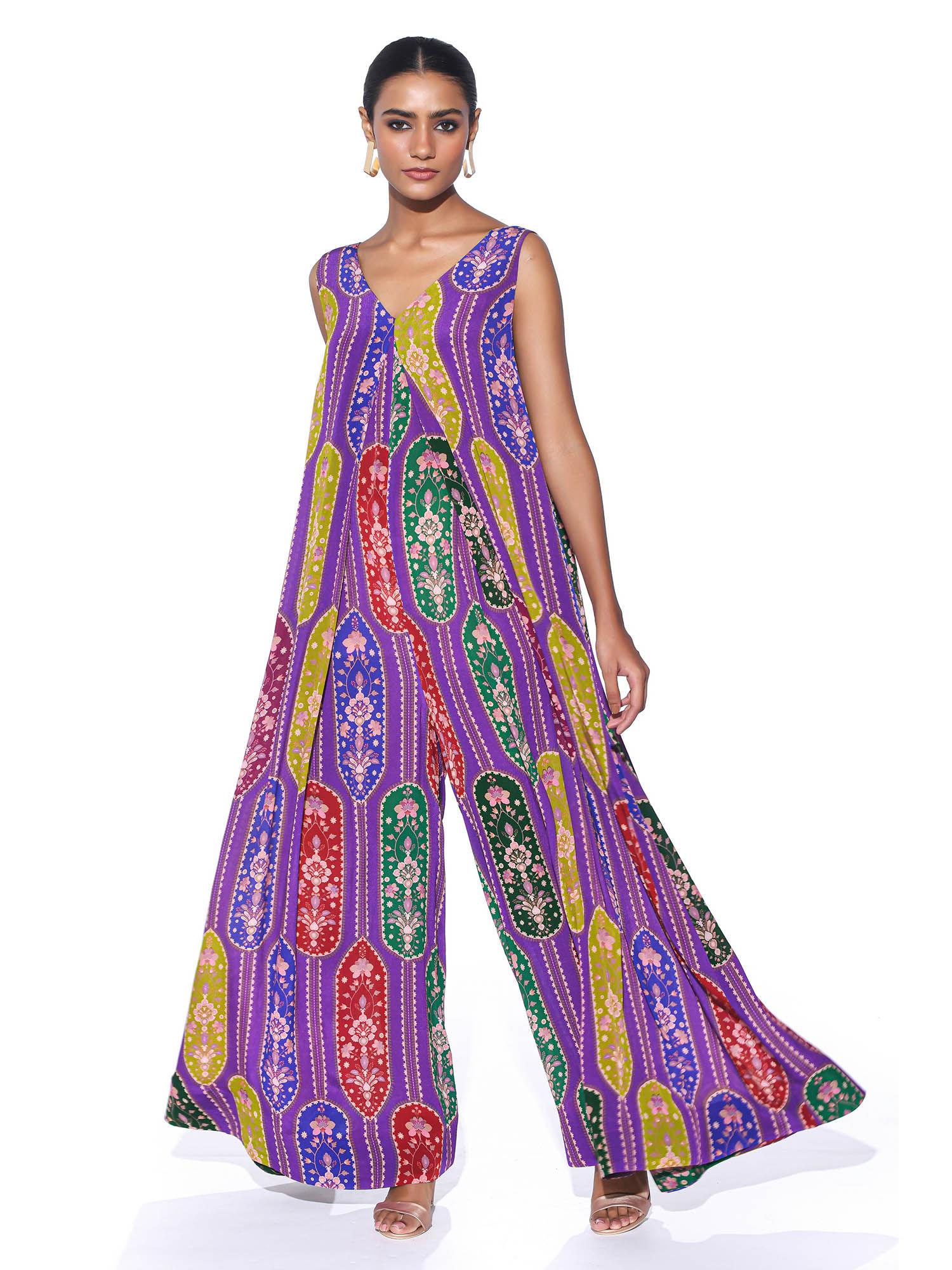 violet royal printed jumpsuit