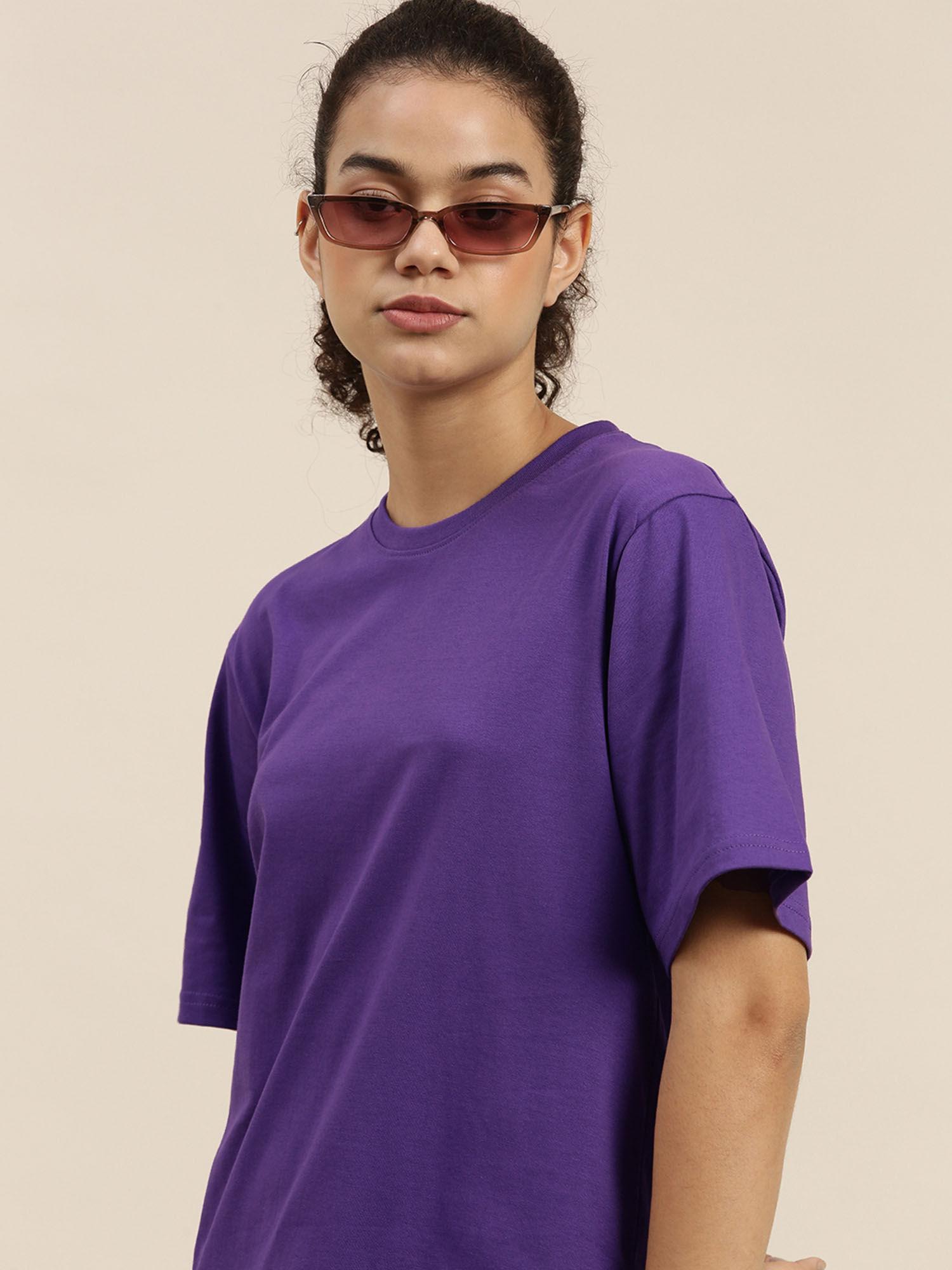 violet solid oversized t-shirt