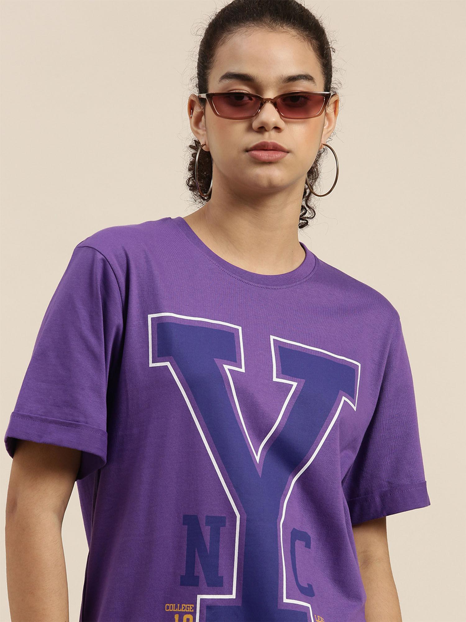 violet typographic oversized t-shirt