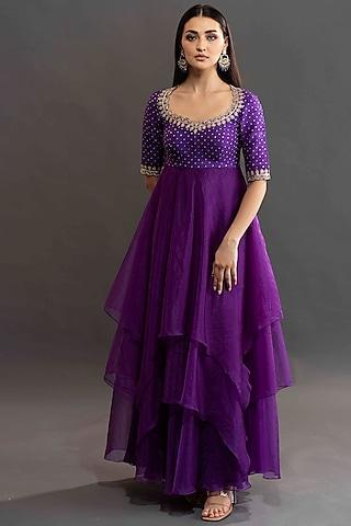 violet zardosi embroidered dress