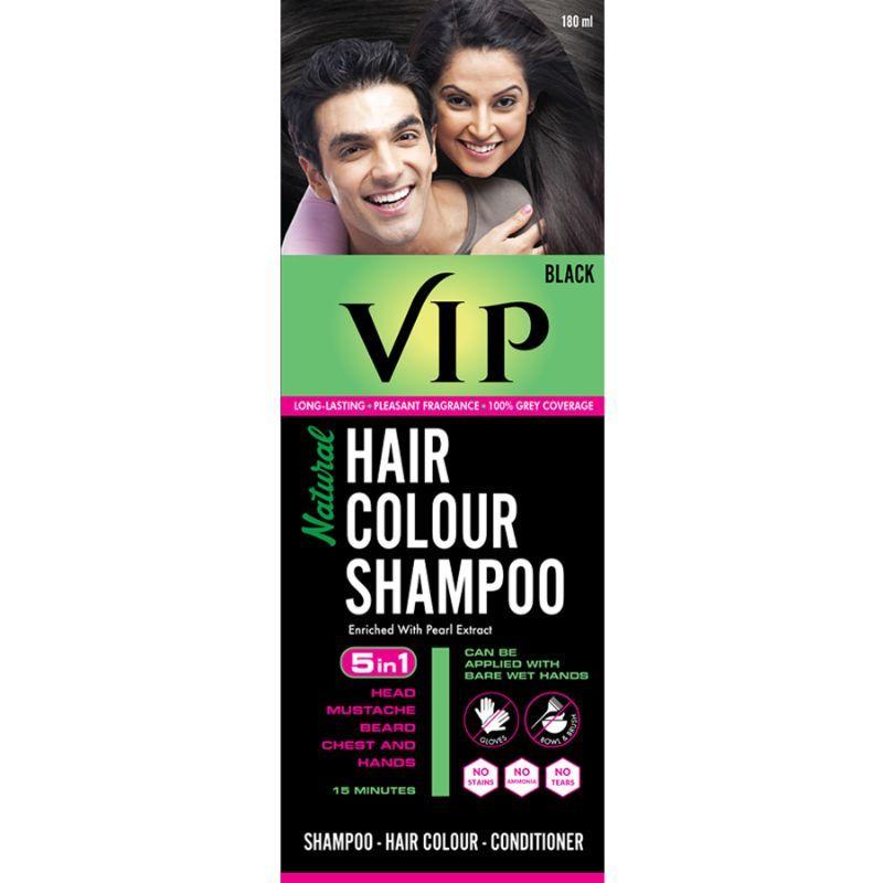 vip hair colour shampoo alternate to traditional hair dye - black