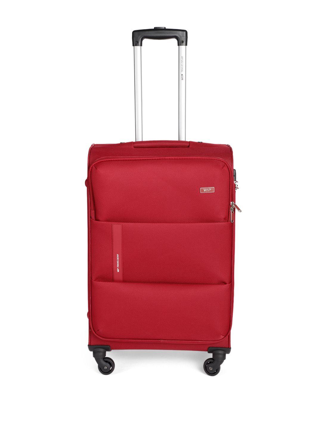 vip red solid medium 360 degree rotatable trolley suitcase