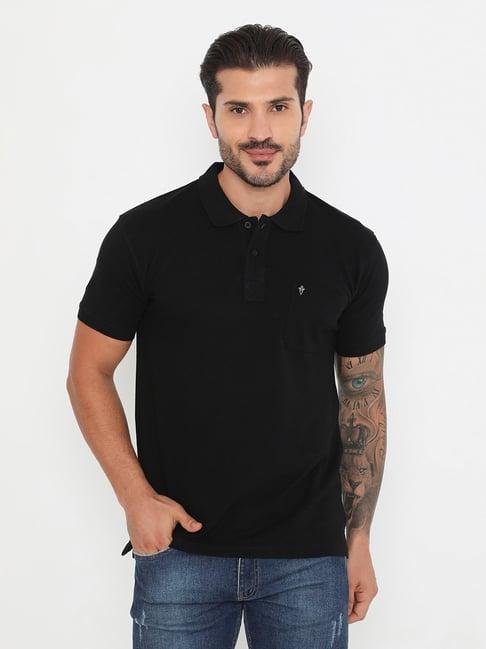 vip black regular fit cotton polo t-shirt