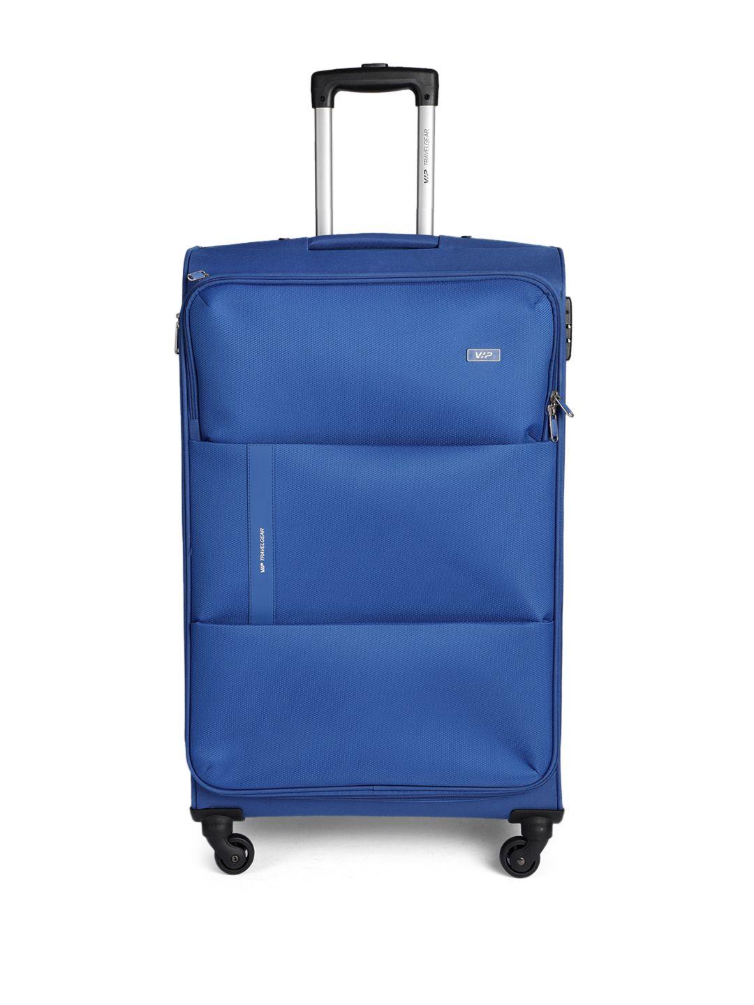 vip blue solid large 360 degree rotatable trolley suitcase