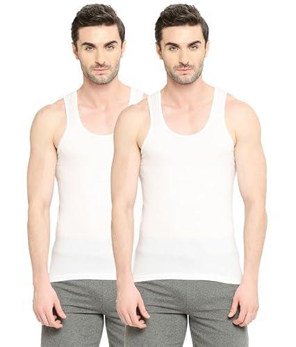 vip bonus knit shrunk men's antimicrobial cotton vest for men | sleeveless odour free sweat absorbent tag-free combo pack inner vest for men white