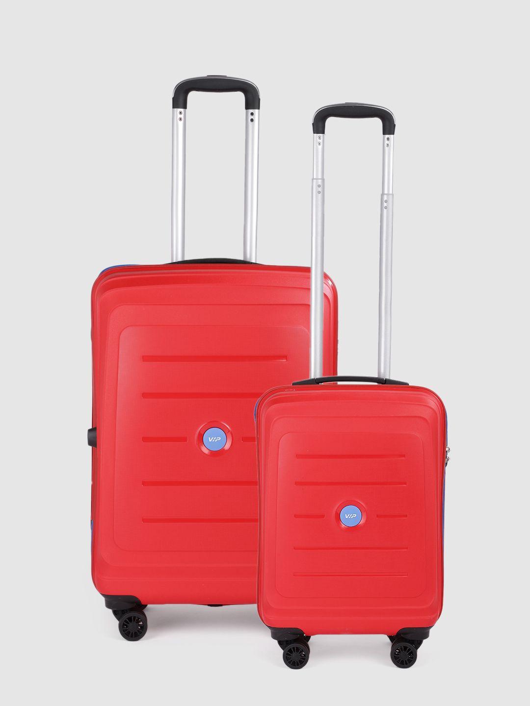 vip corsa set of 2 hard-sided textured trolley suitcases - cabin and medium