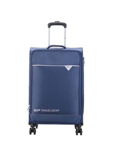 vip experia blue solid soft medium trolley bag - 43 cm