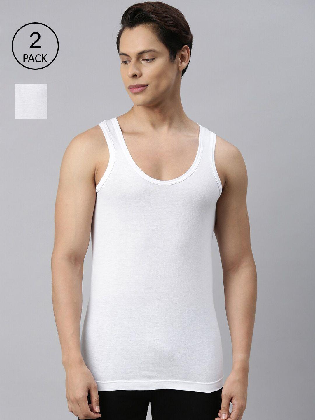 vip men pack of 2 white pure cotton innerwear vests