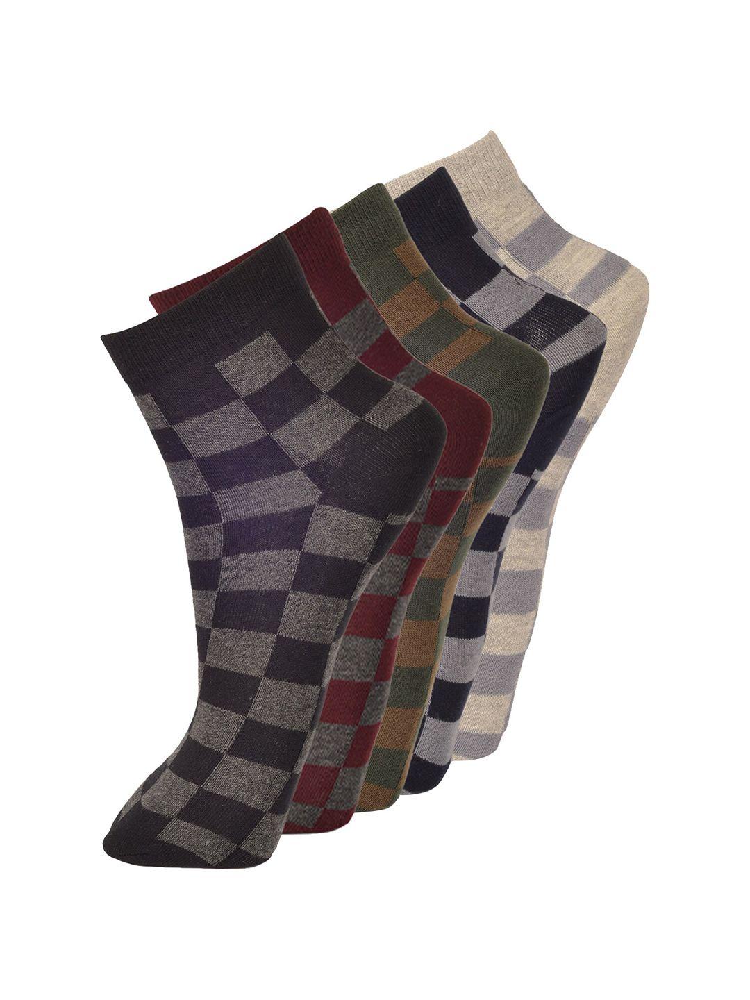 vip men pack of 5 checked above ankle-length socks