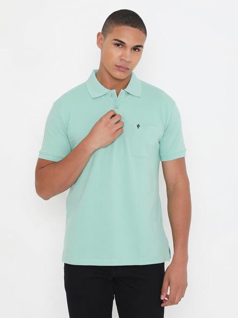 vip mint green regular fit cotton polo t-shirt