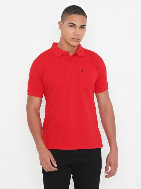 vip red regular fit cotton polo t-shirt