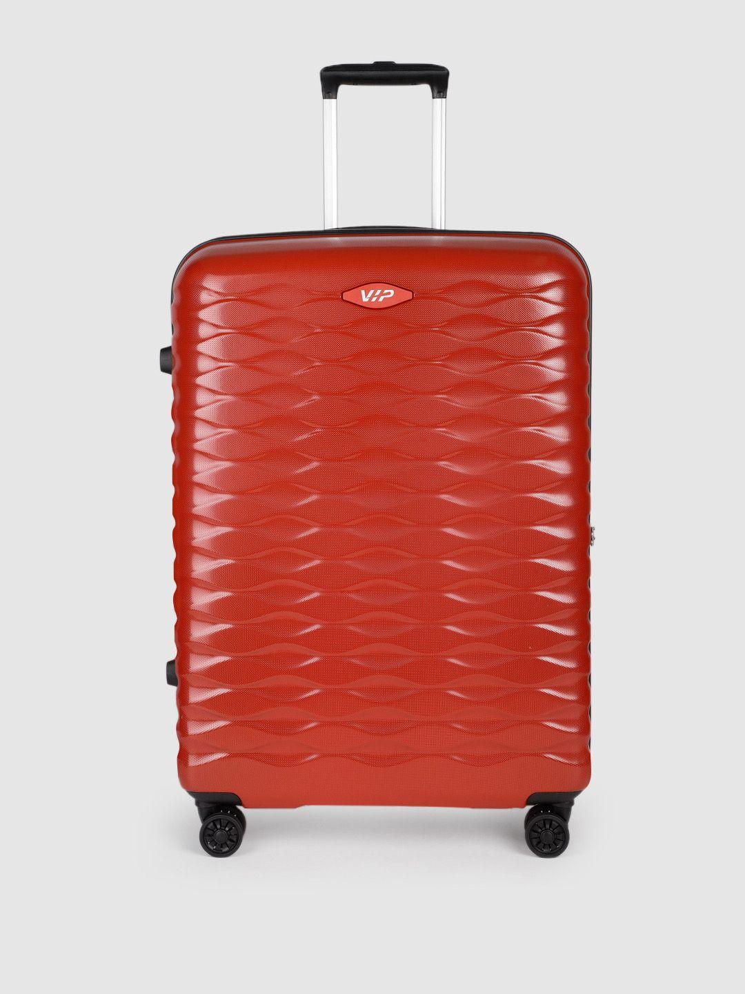 vip red textured foxtrot avt- anti viral coated luggage large trolley suitcase