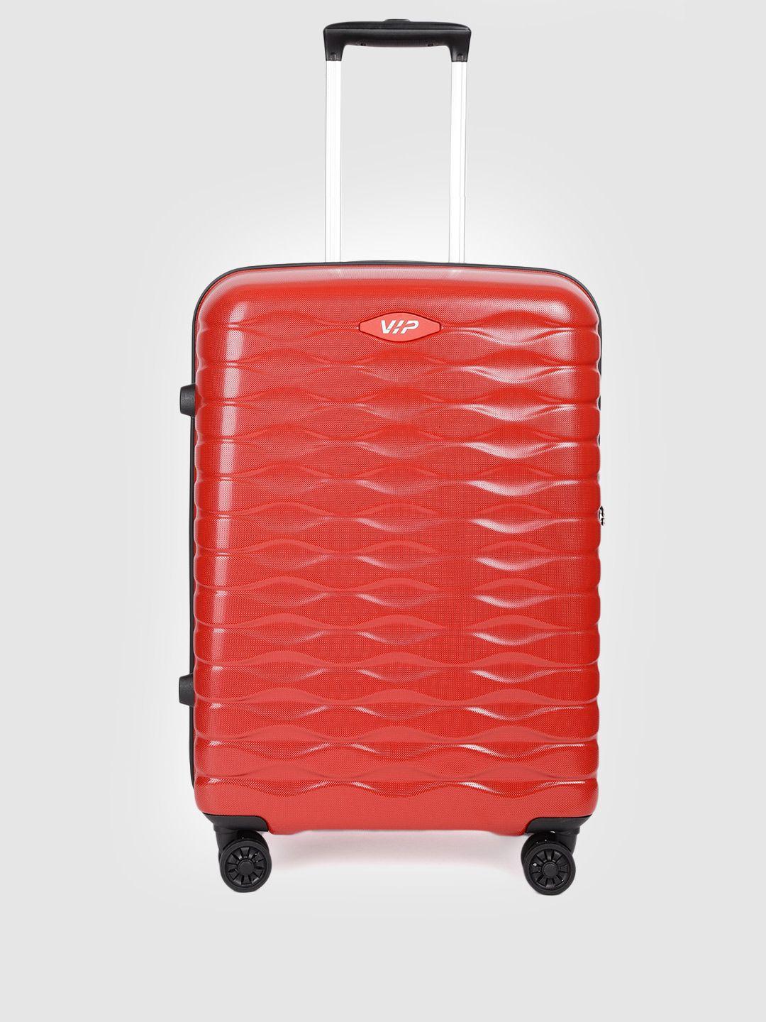 vip red textured hard 4 wheels 360-degree rotation medium trolley bag
